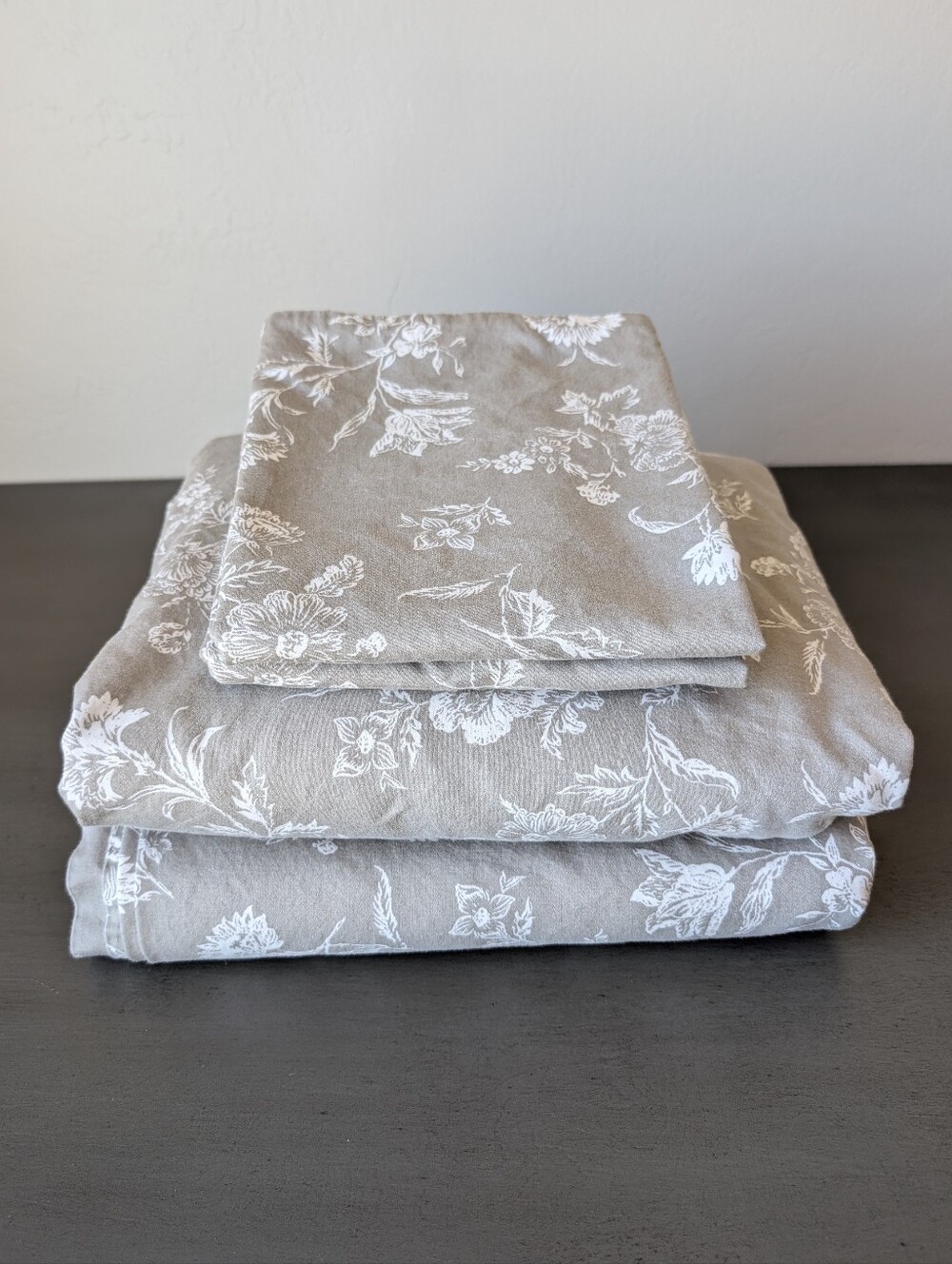 Threshold Target Queen Gray White Abstract Floral Cotton Sheet Set Breathable